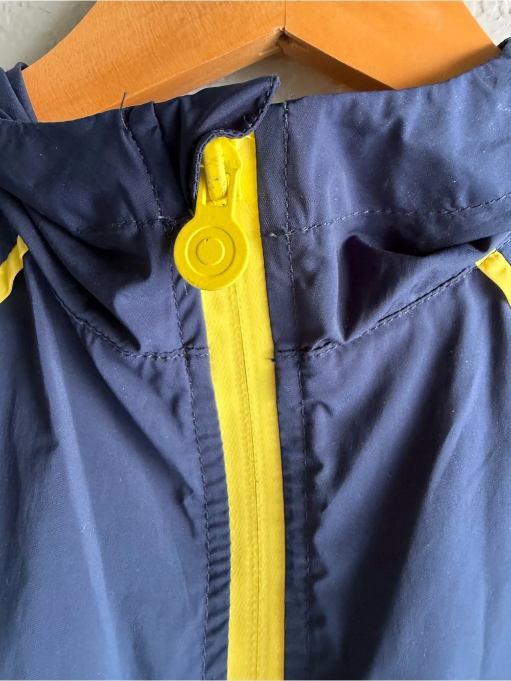Hunter Navy Blue and Yellow Kids Hooded Rain Vest